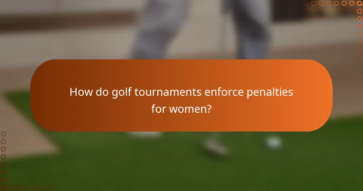 How do golf tournaments enforce penalties for women?