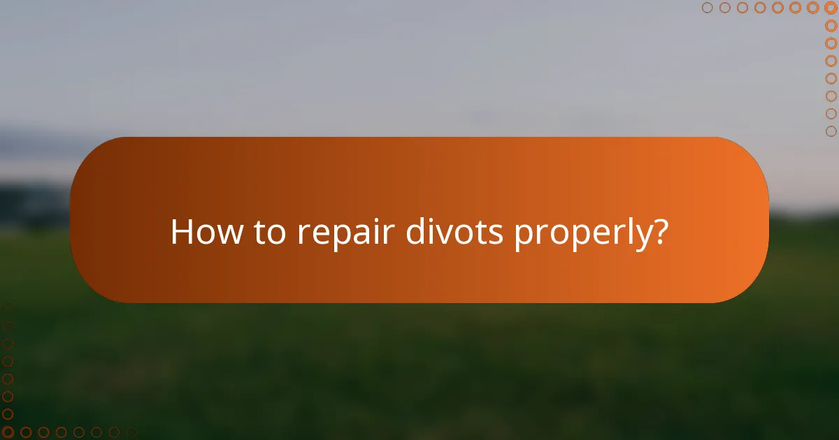 How to repair divots properly?